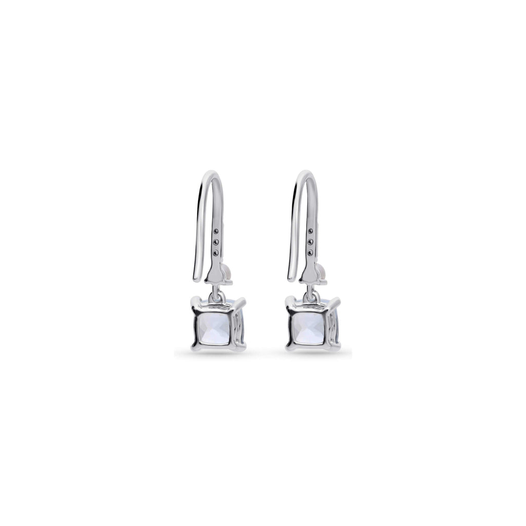 Cushion Cut Aquamarine and Pearl Drop Earrings