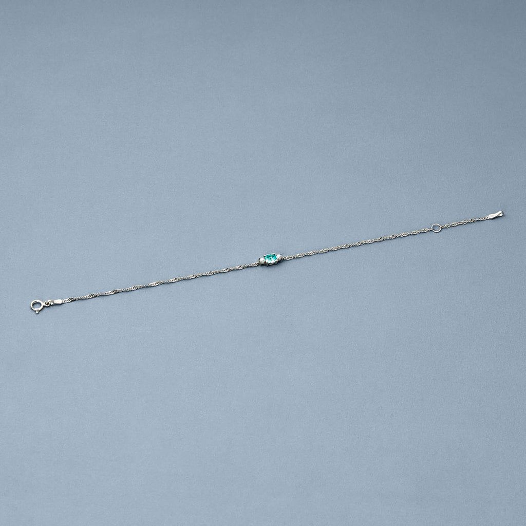 Delicate Aquamarine Cushion Bracelet