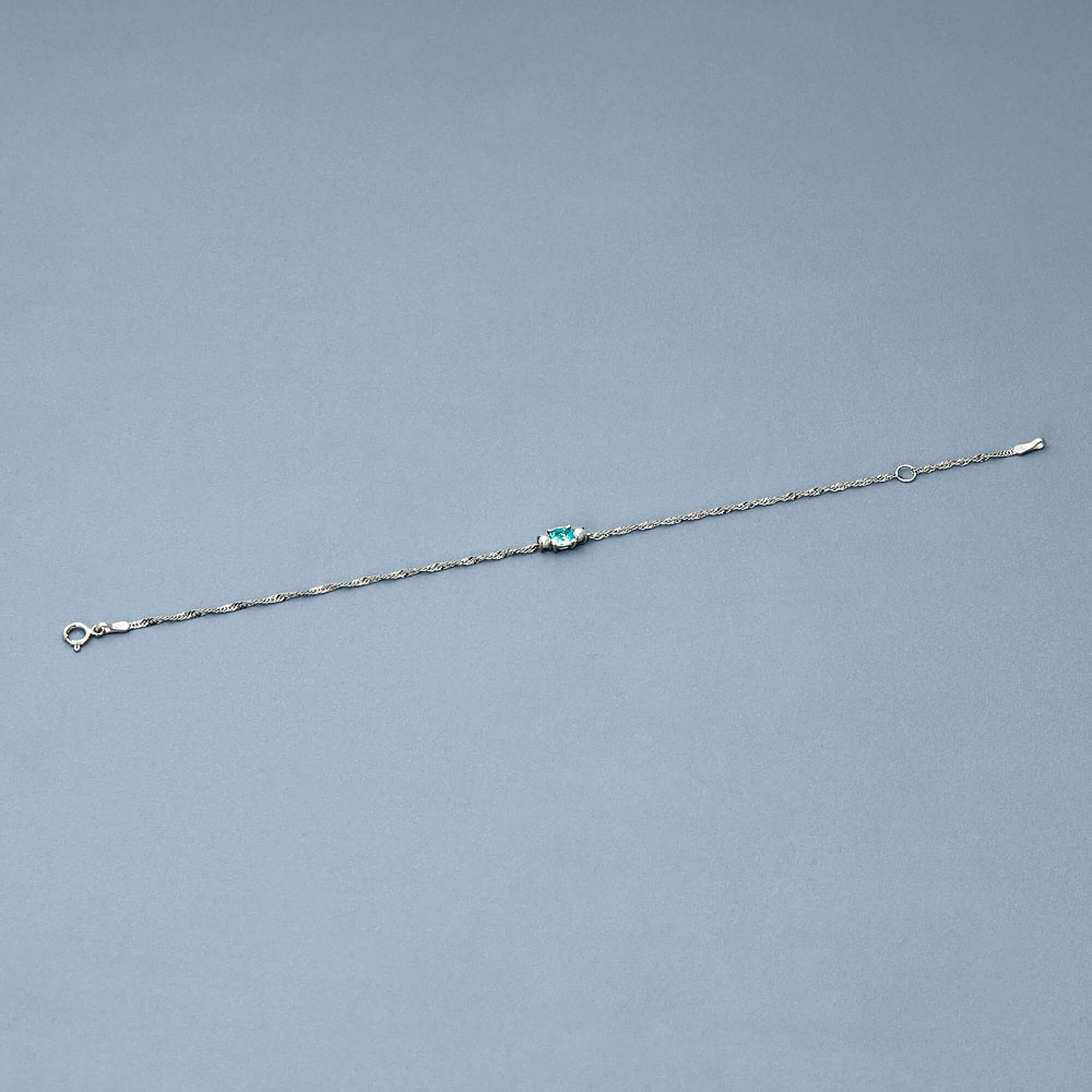 Delicate Aquamarine Cushion Bracelet