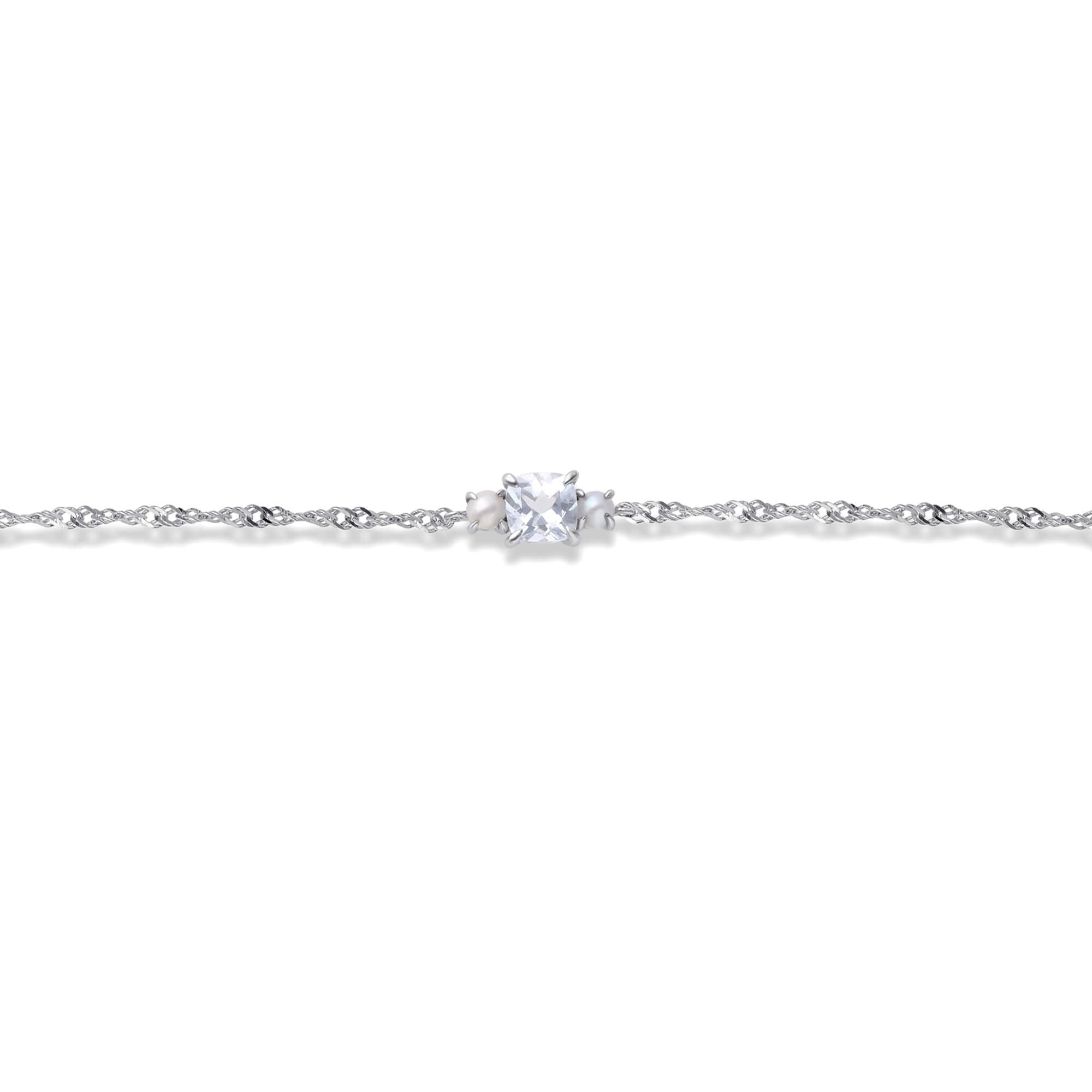 Delicate Aquamarine Cushion Bracelet