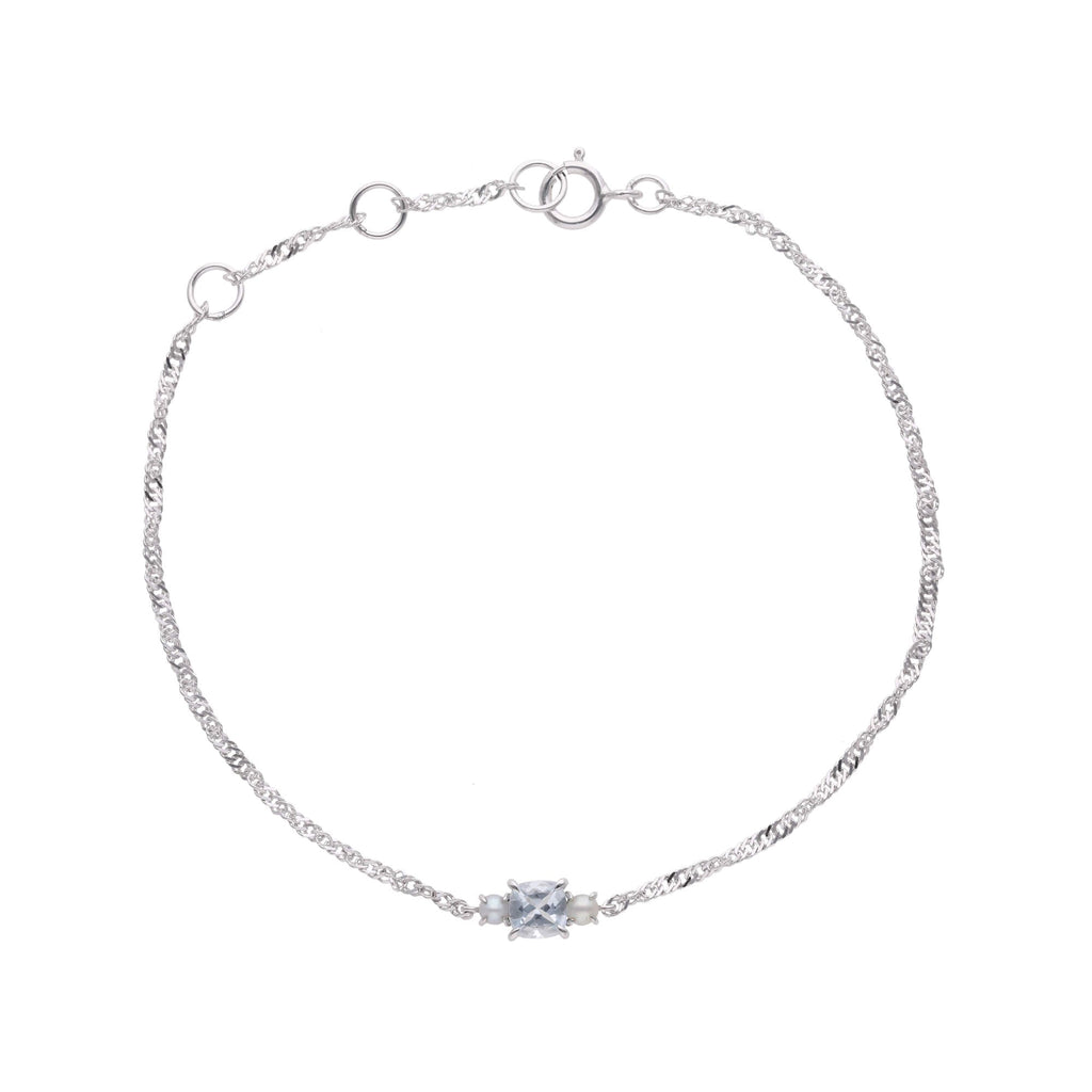 Delicate Aquamarine Cushion Bracelet